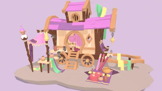 布料经销商马车货物木车场景