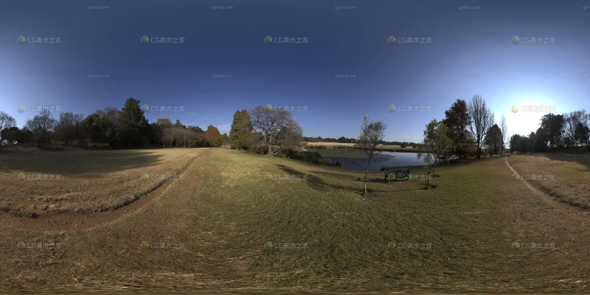 户外公园草坪湖边白天