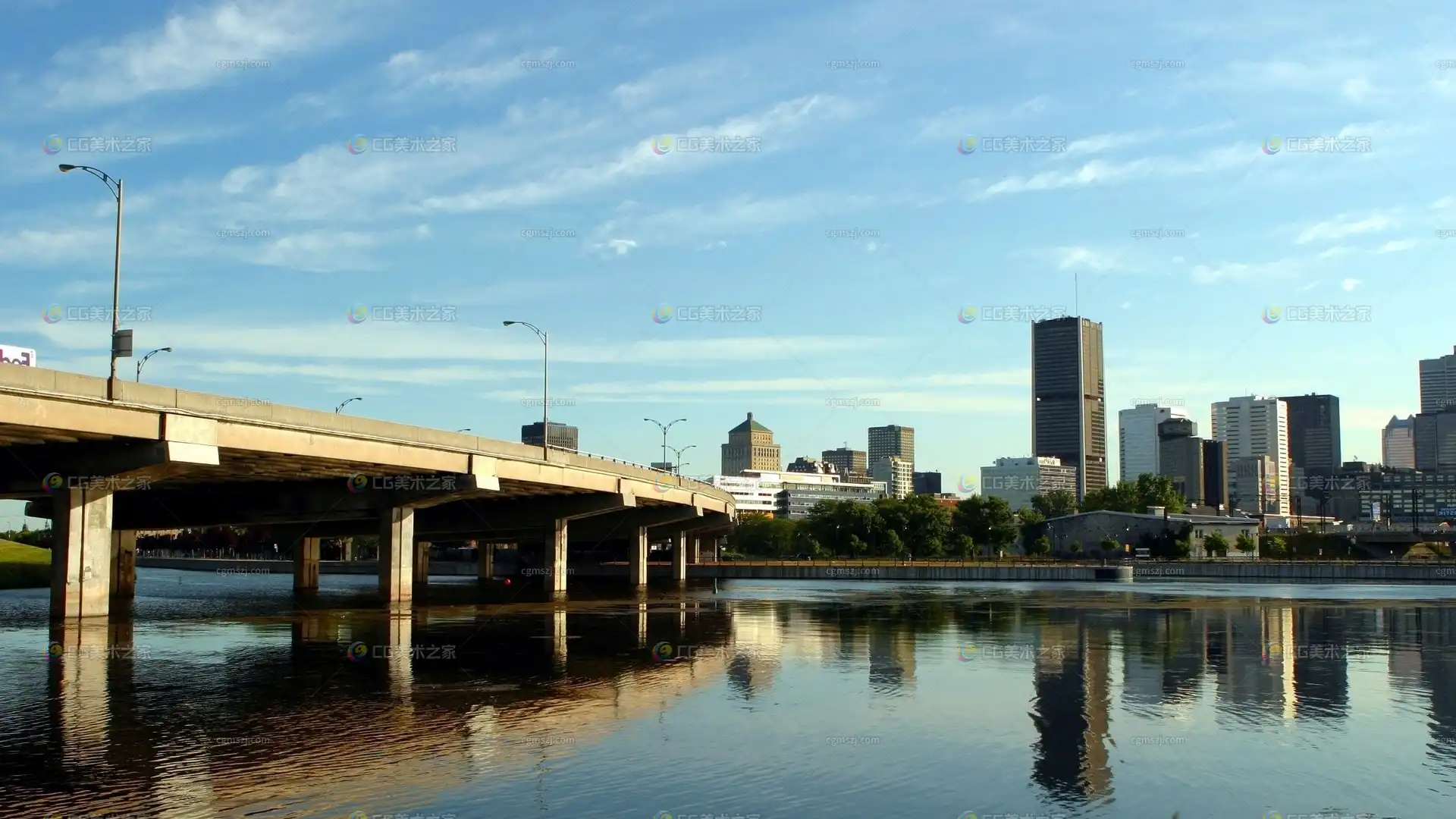 都市河畔江景贴图