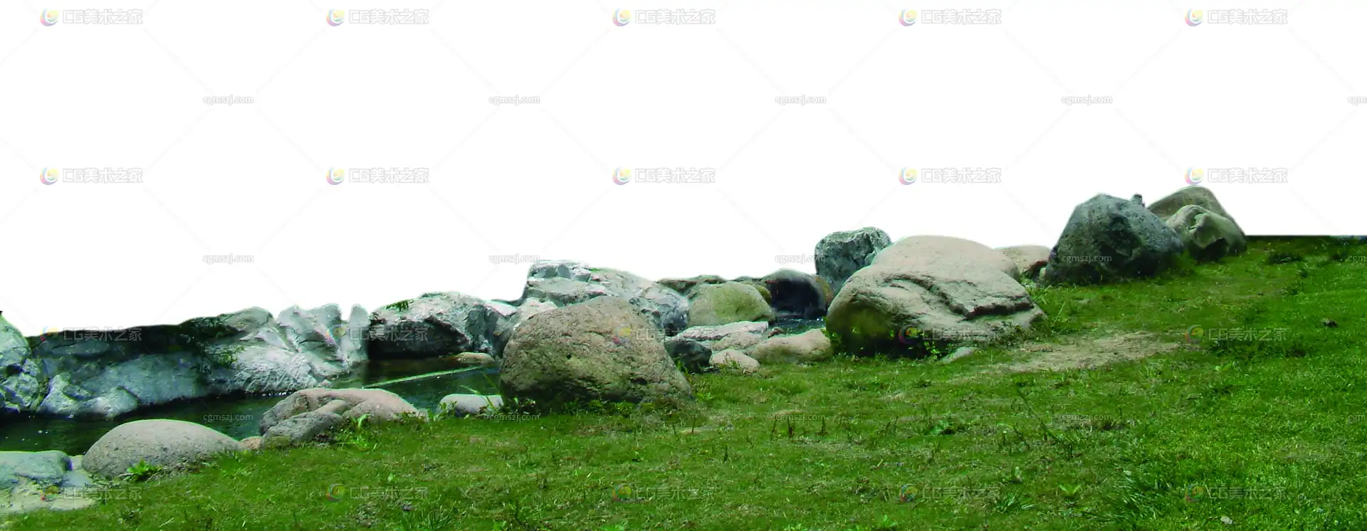 青绿草地石景贴图