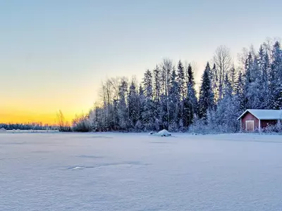 雪境林屋外景贴图
