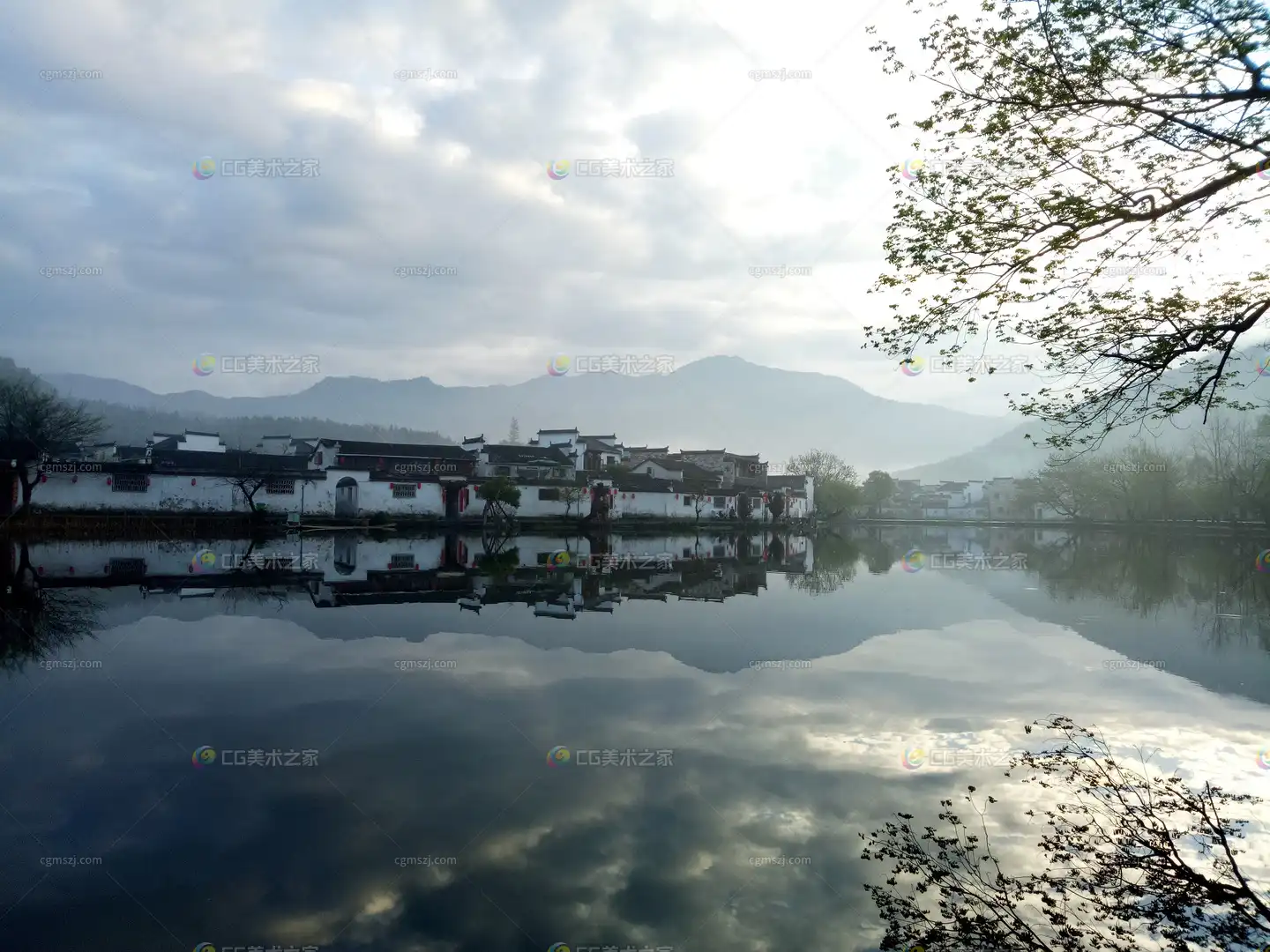 江南水乡倒影场景贴图