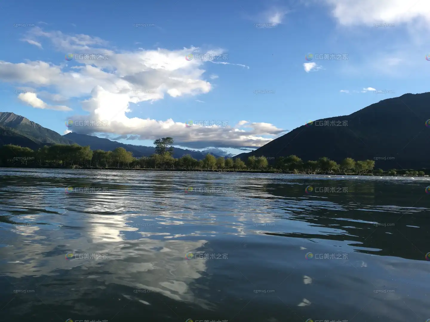 湖山倒影场景贴图