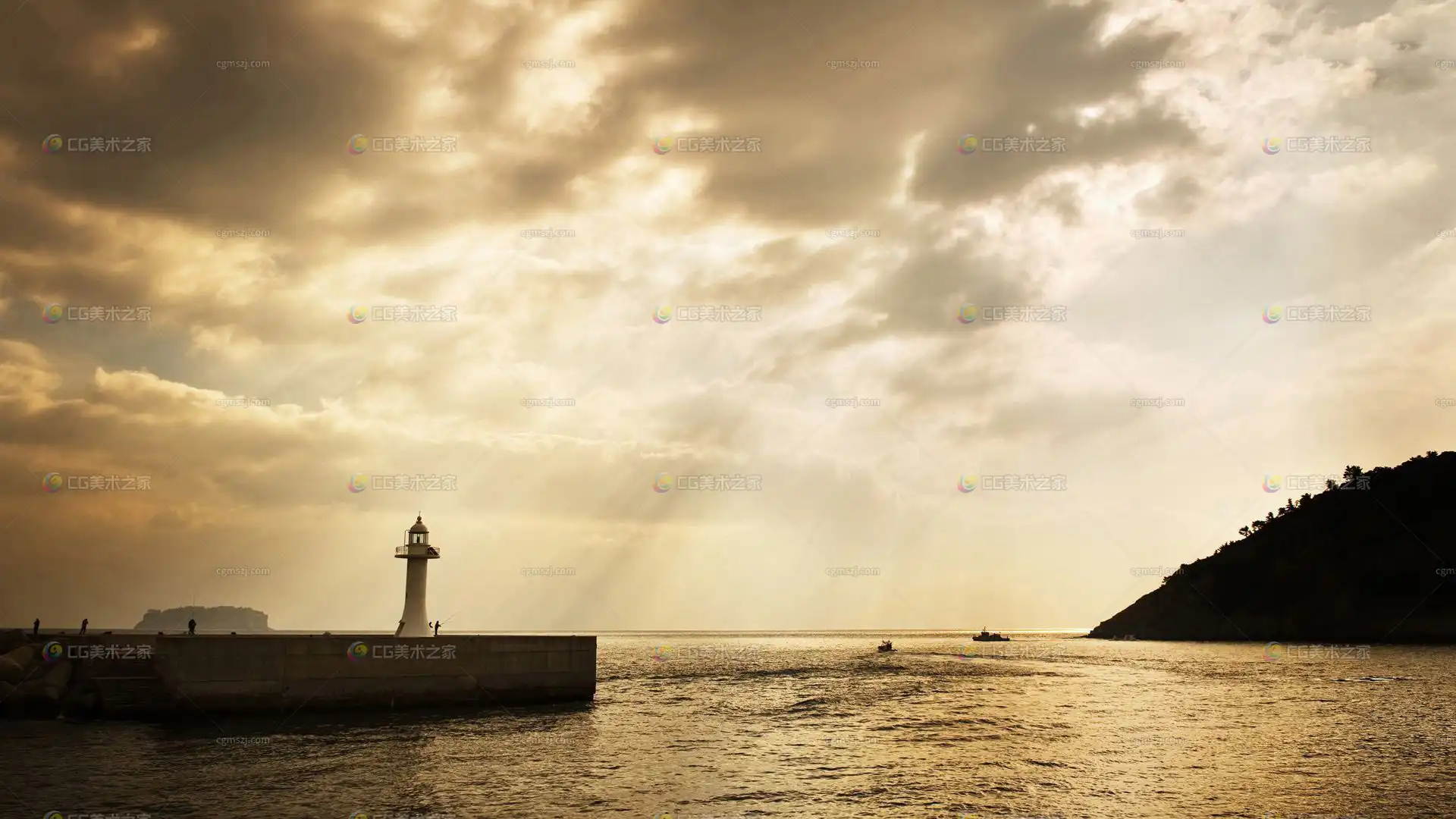暖棕调海岸灯塔景观贴图