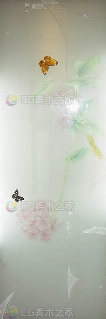 蝶戏花影磨砂玻璃贴图