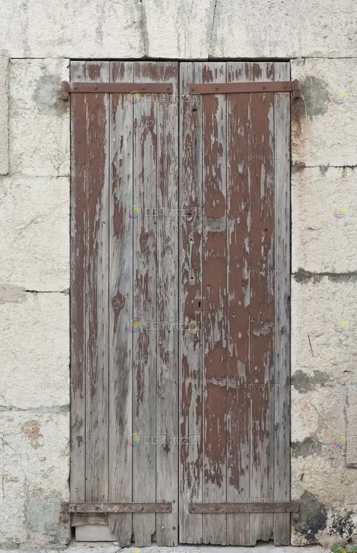 红棕斑驳木门