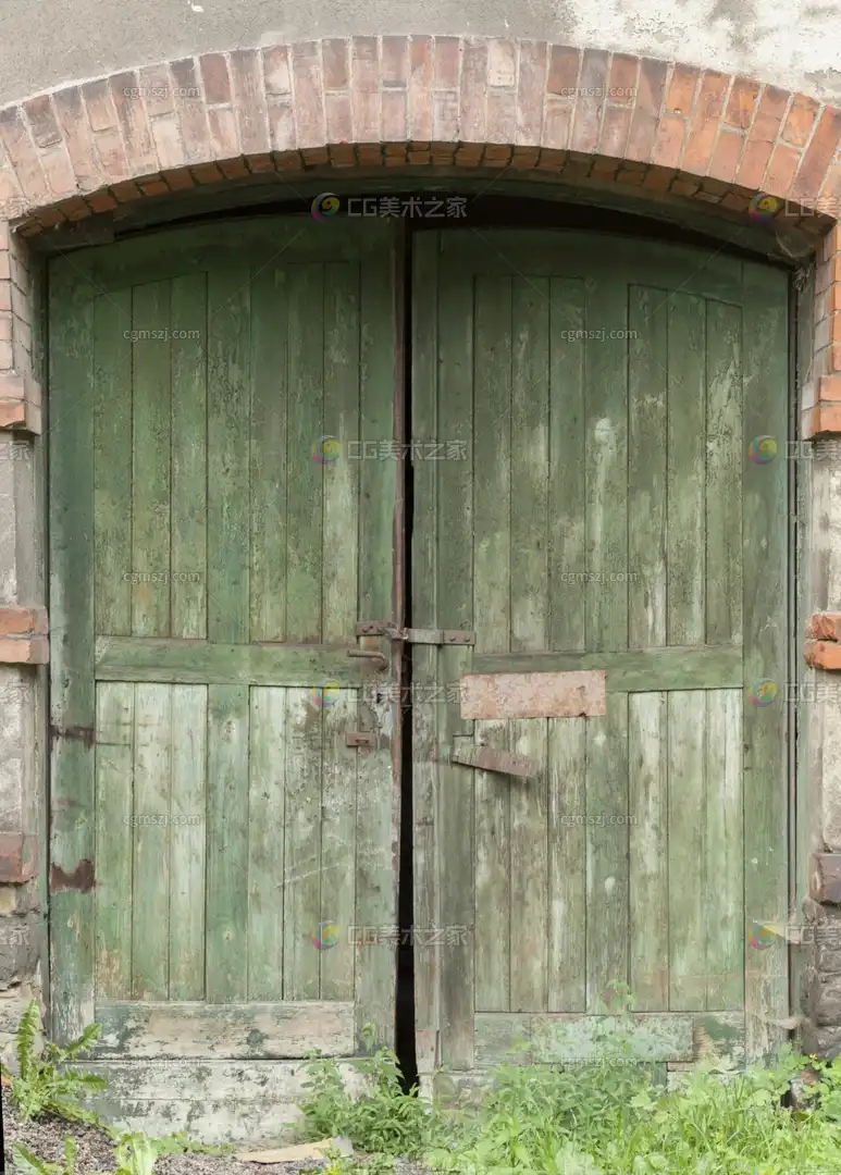 绿锈木门