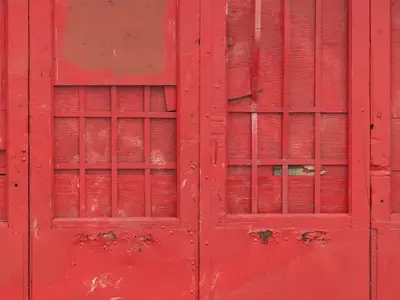 红锈铁格双开木门