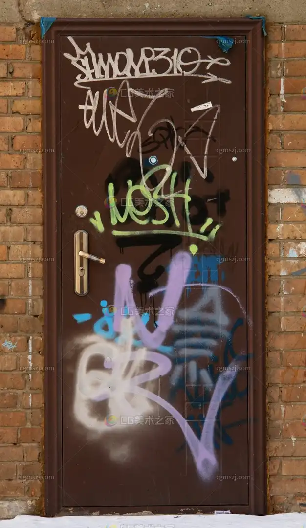 多彩涂鸦铁门贴图