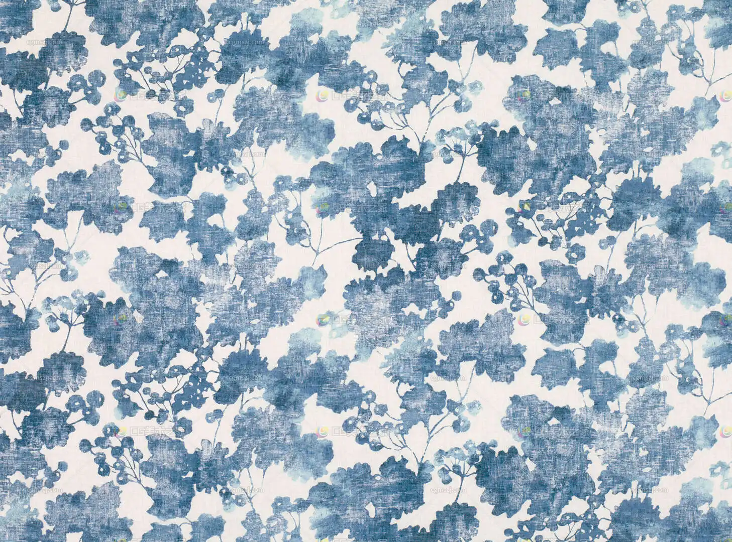 白底蓝花印花布料贴图