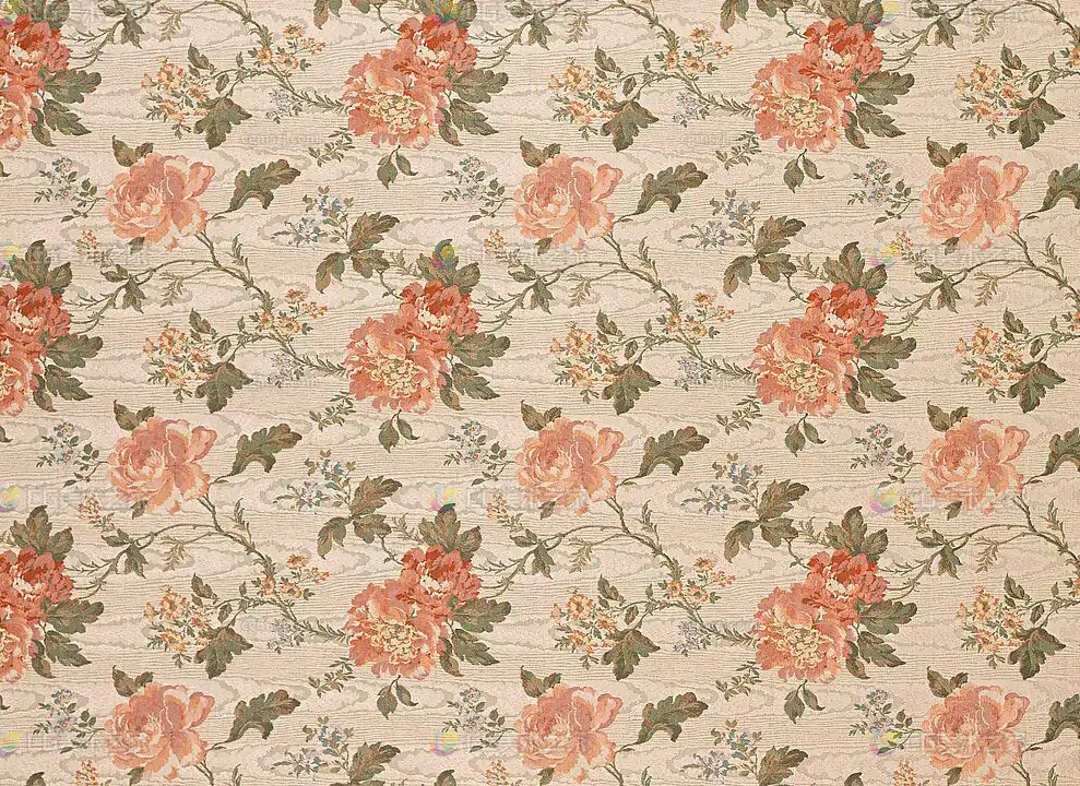 粉花绿叶布料印花贴图