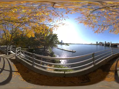 滨海观景桥秋季白天HDR