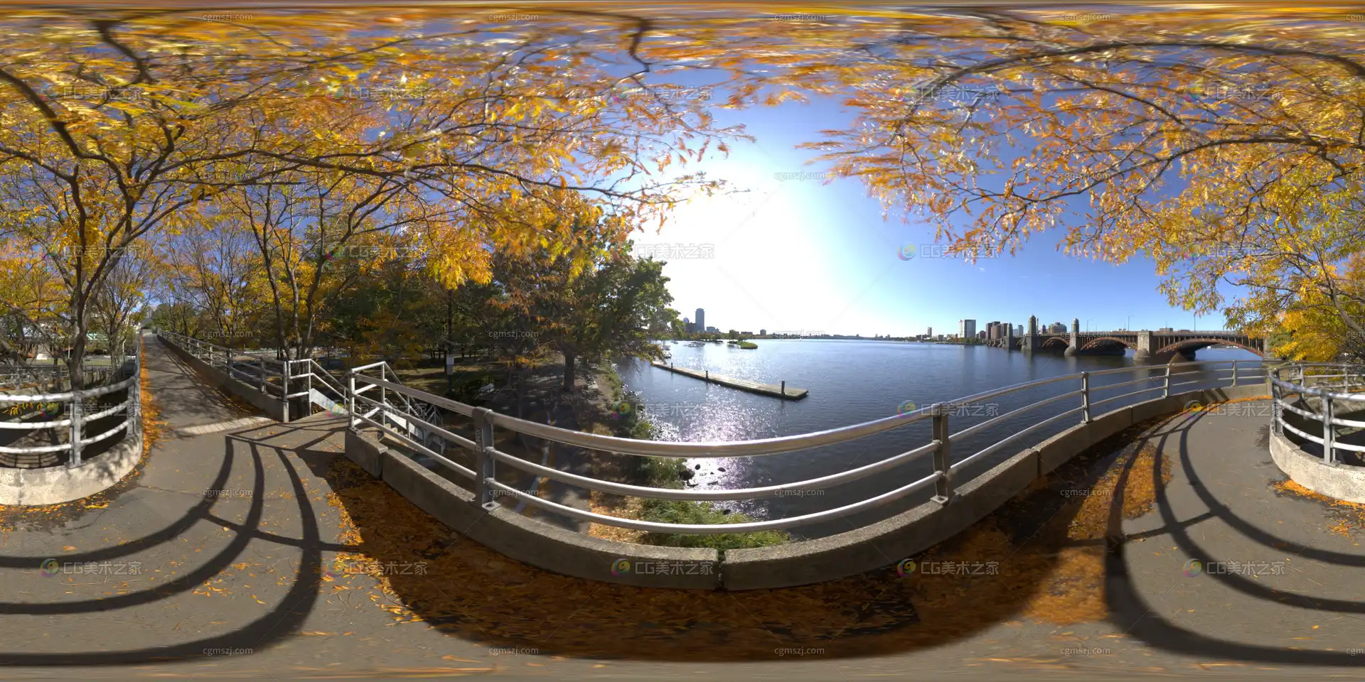 滨海观景桥秋季白天HDR