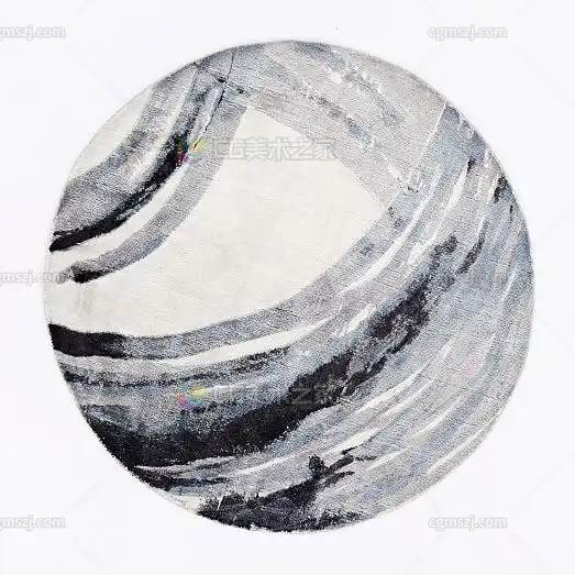 水墨风圆形地毯贴图