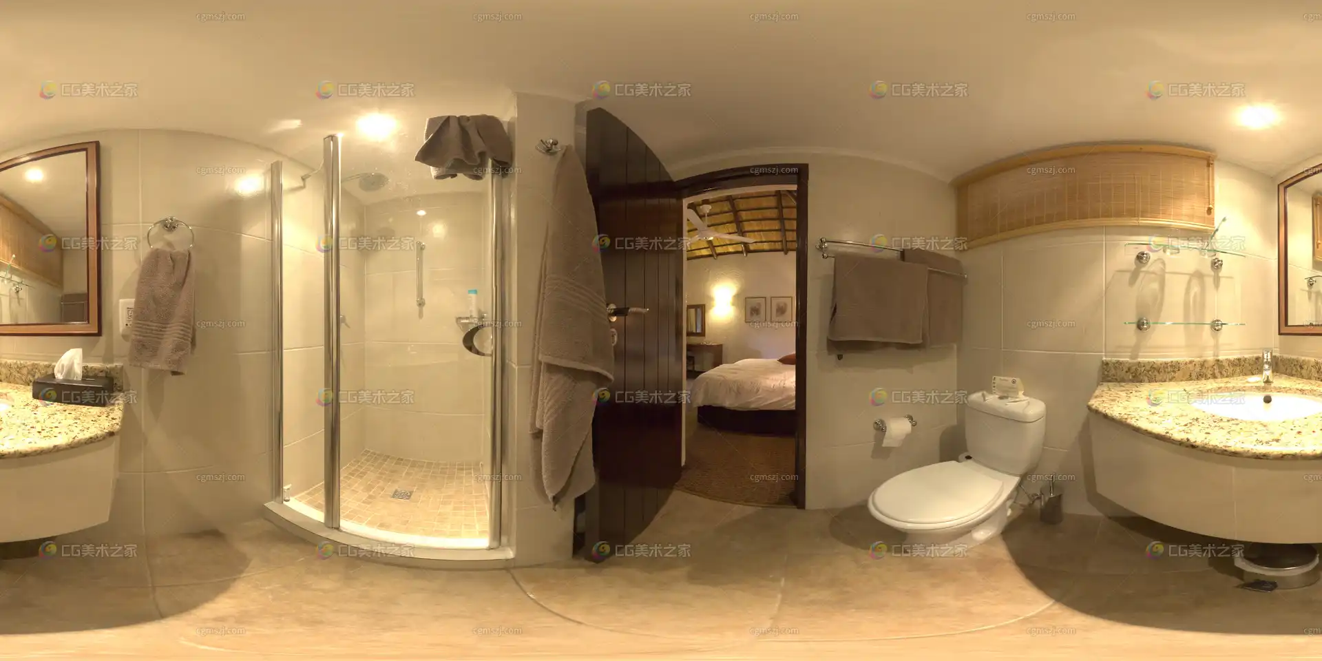 室内客房卫生间HDR