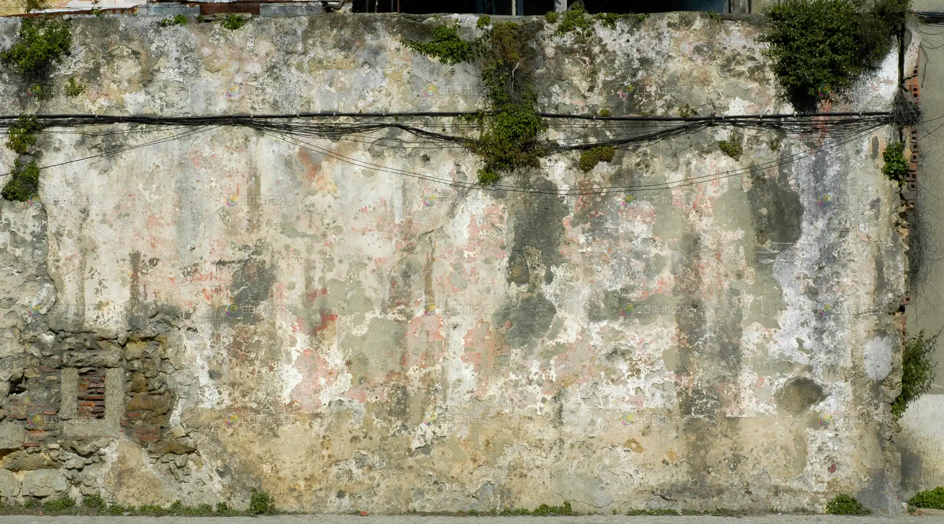 带苔斑驳墙面贴图