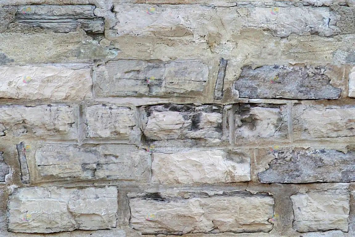 破损文化石砖墙贴图
