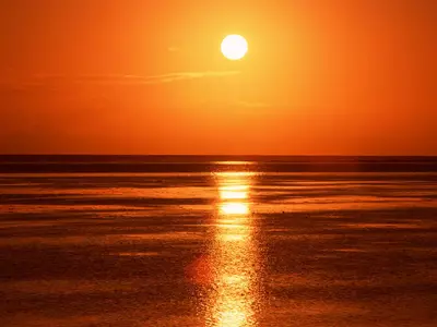 橙红落日海面贴图