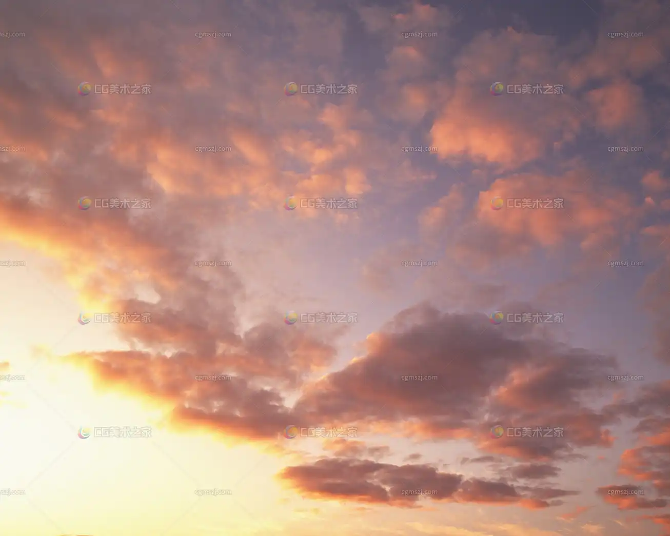 橙紫渐变晚霞云贴图