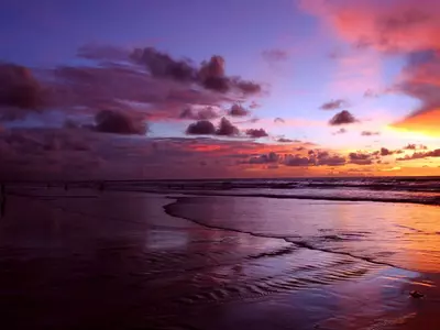 紫橙晚霞海滩贴图