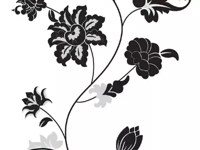 黑白花卉布料纹理贴图