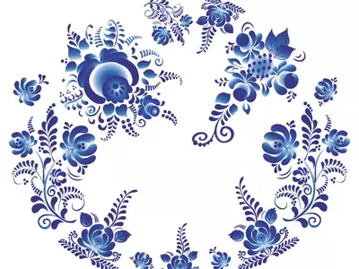 青花花卉纹样贴图