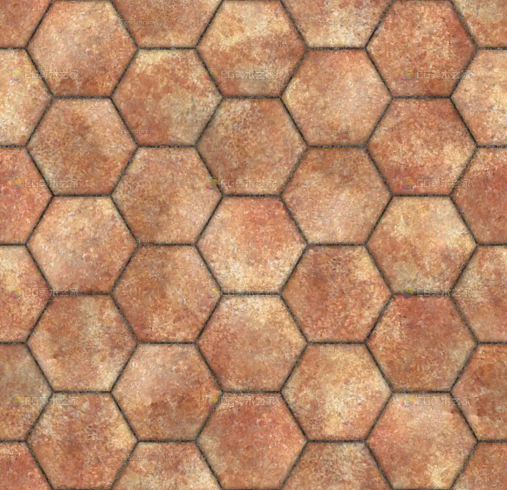 橙红色地面拼花贴图