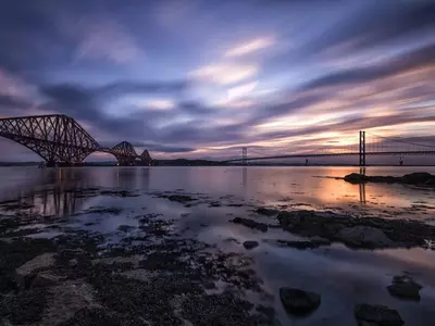 黄昏桥梁水景贴图