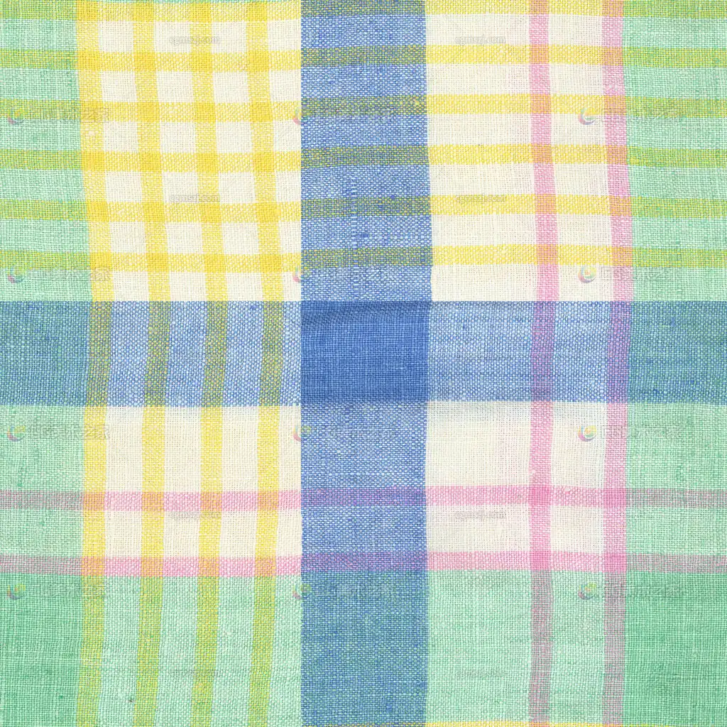 黄绿蓝格纹布料贴图