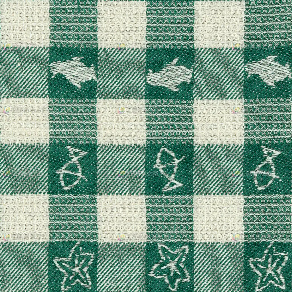 绿白格纹图案布料贴图