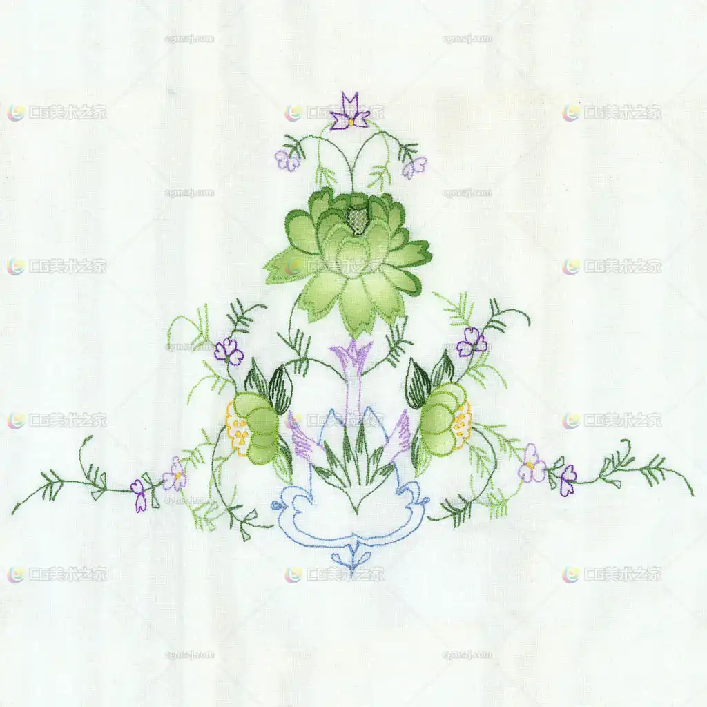 手绘花卉图案布料贴图