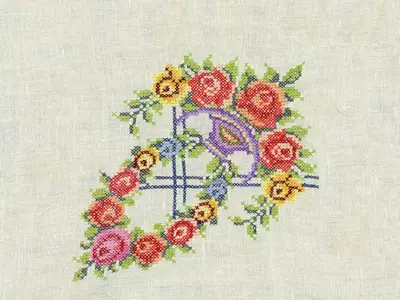 花卉字母刺绣图案布料贴图