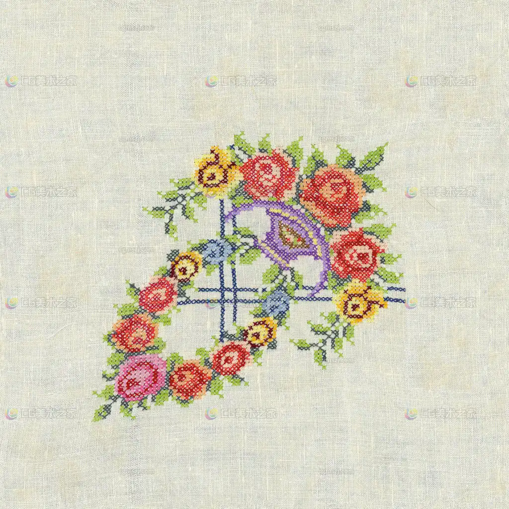 花卉字母刺绣图案布料贴图