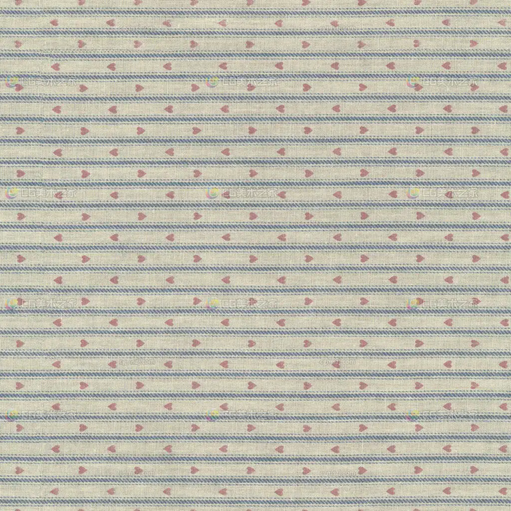 浅蓝底爱心图案条纹织物贴图
