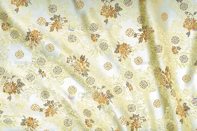 中式花卉纹样丝绸贴图