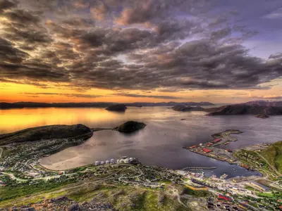 黄昏海湾航拍贴图