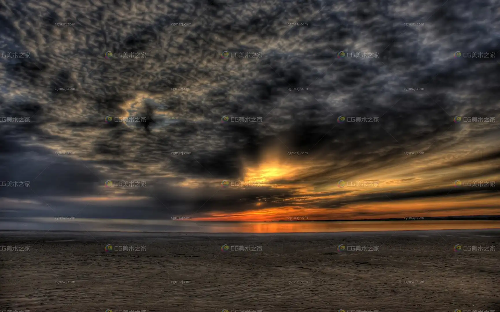 日落海滩景观贴图