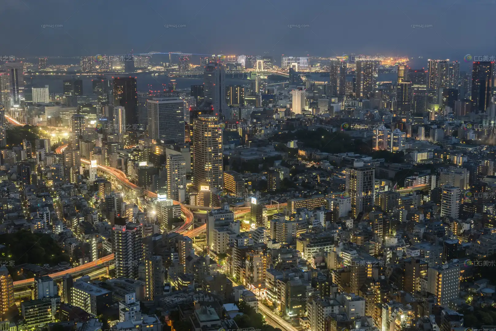 都市夜景航拍贴图