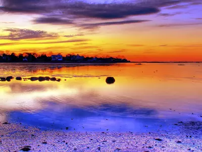 绚丽日落湖景贴图