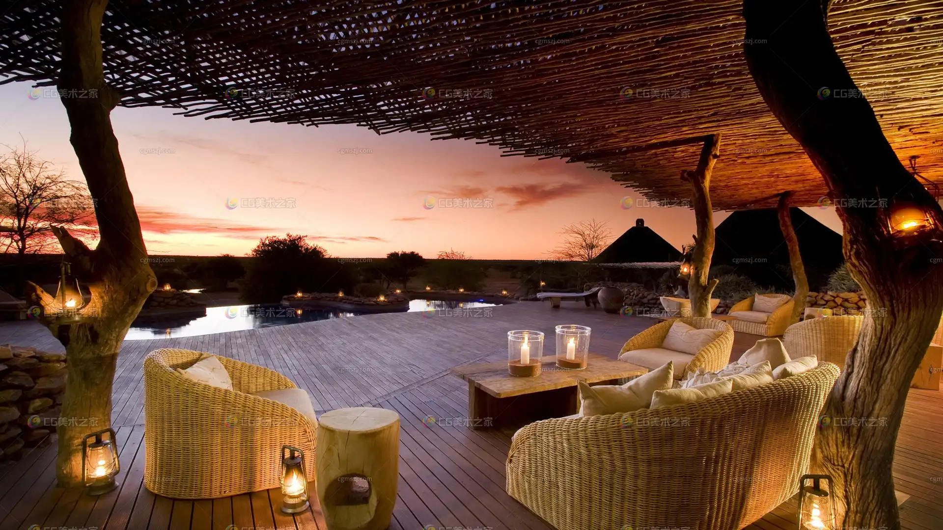 日落度假露台贴图