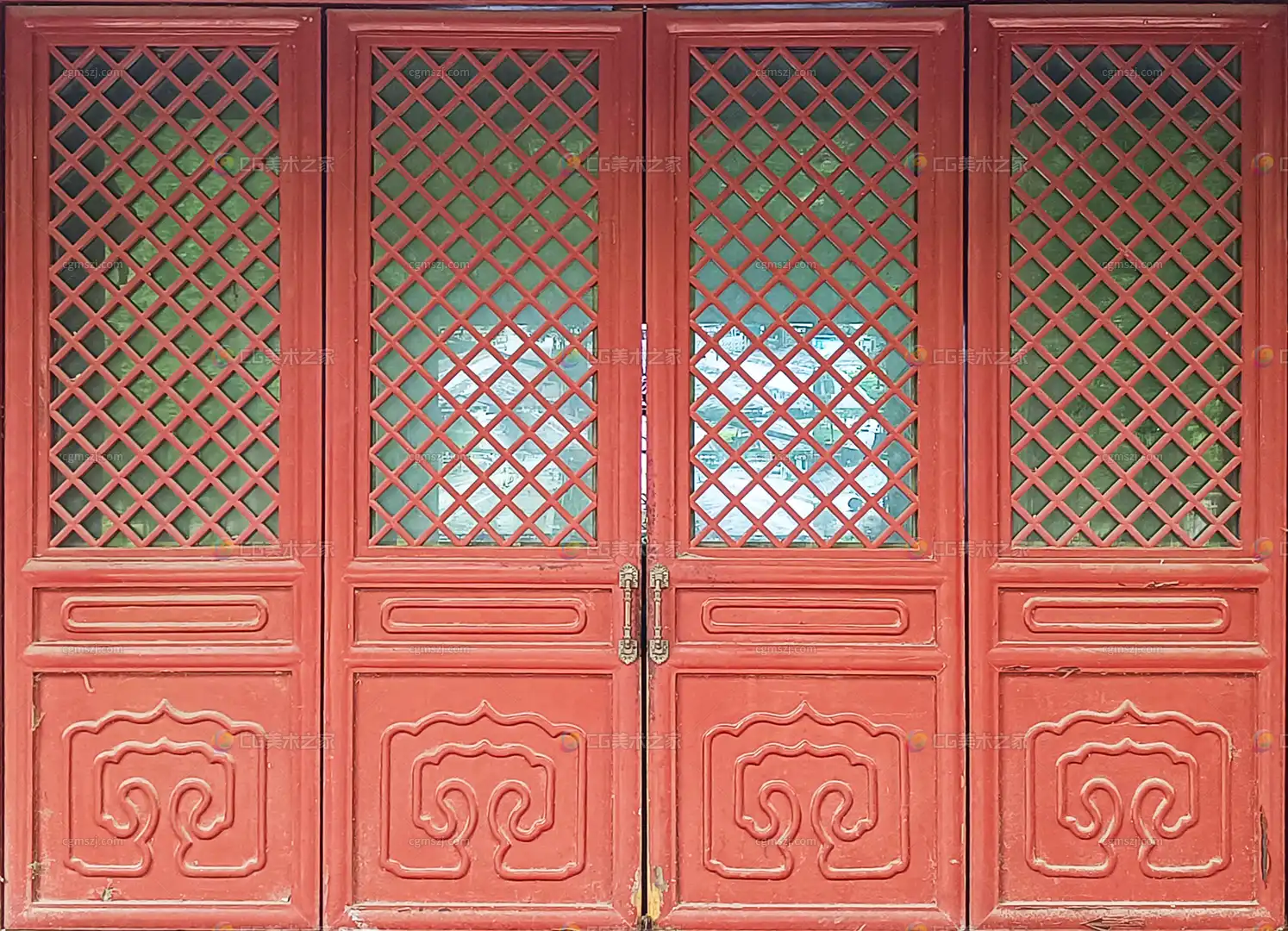 中式红木门贴图