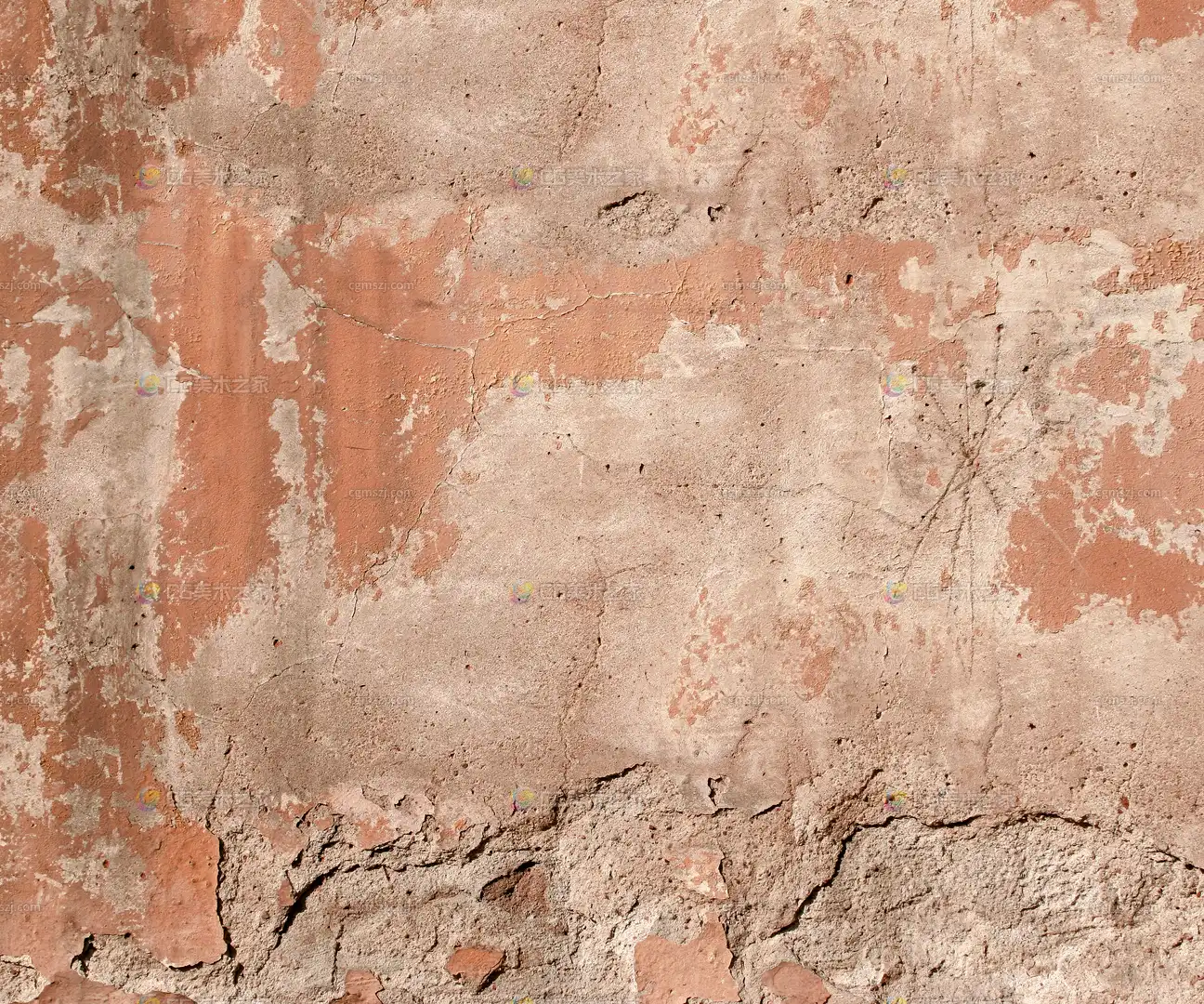 斑驳破旧红墙贴图