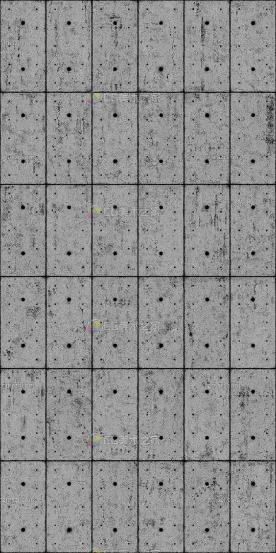 灰混凝土穿孔方块纹理贴图