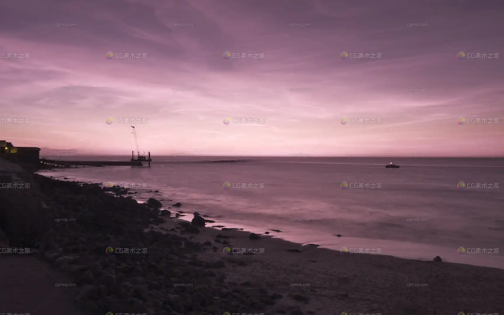 粉紫海岸黄昏贴图