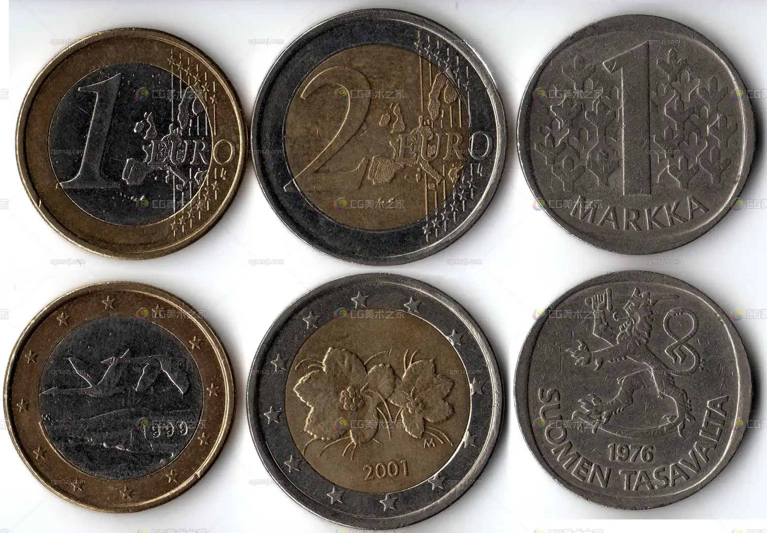 欧元与芬兰硬币贴图