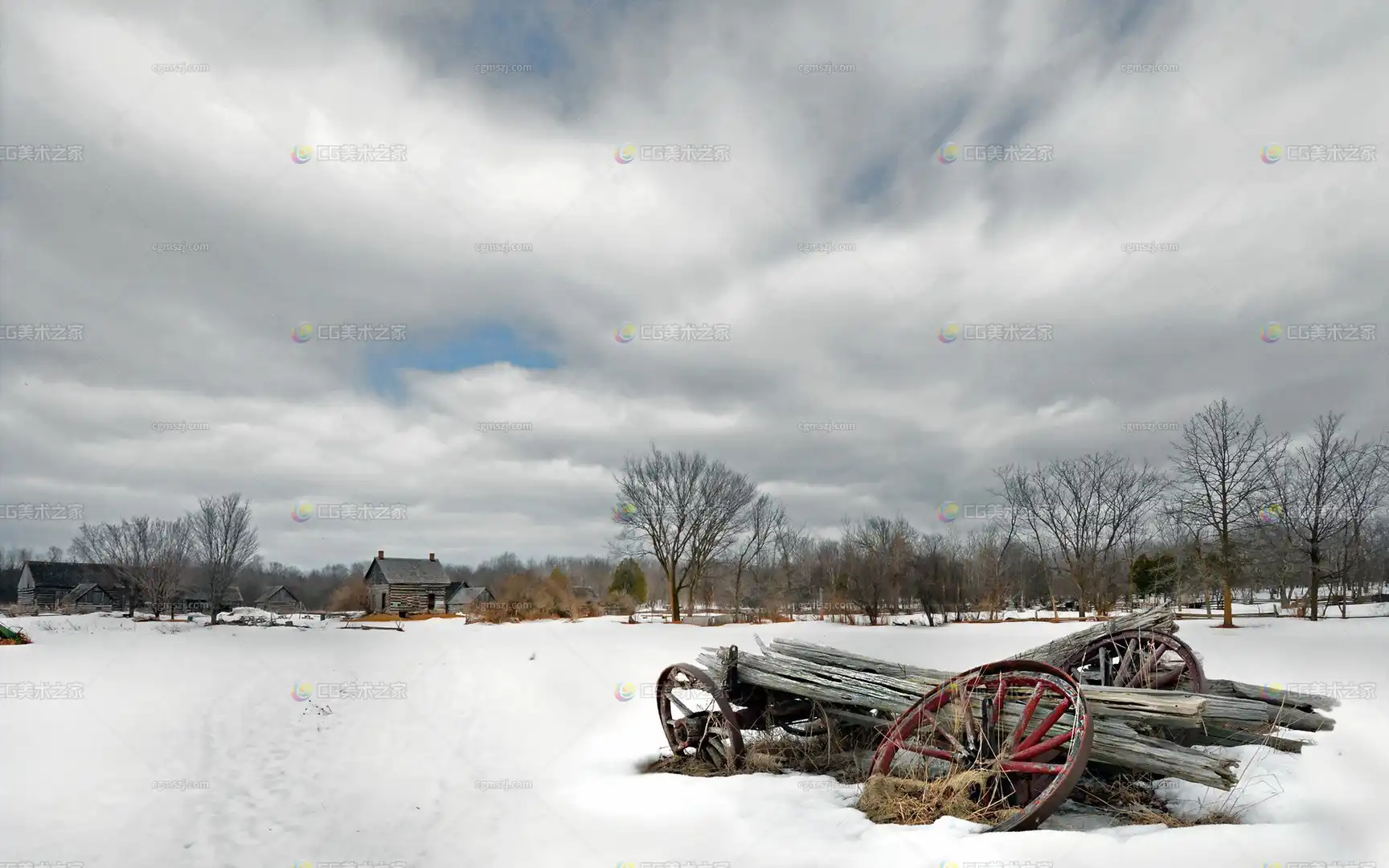 冬日乡村雪景贴图