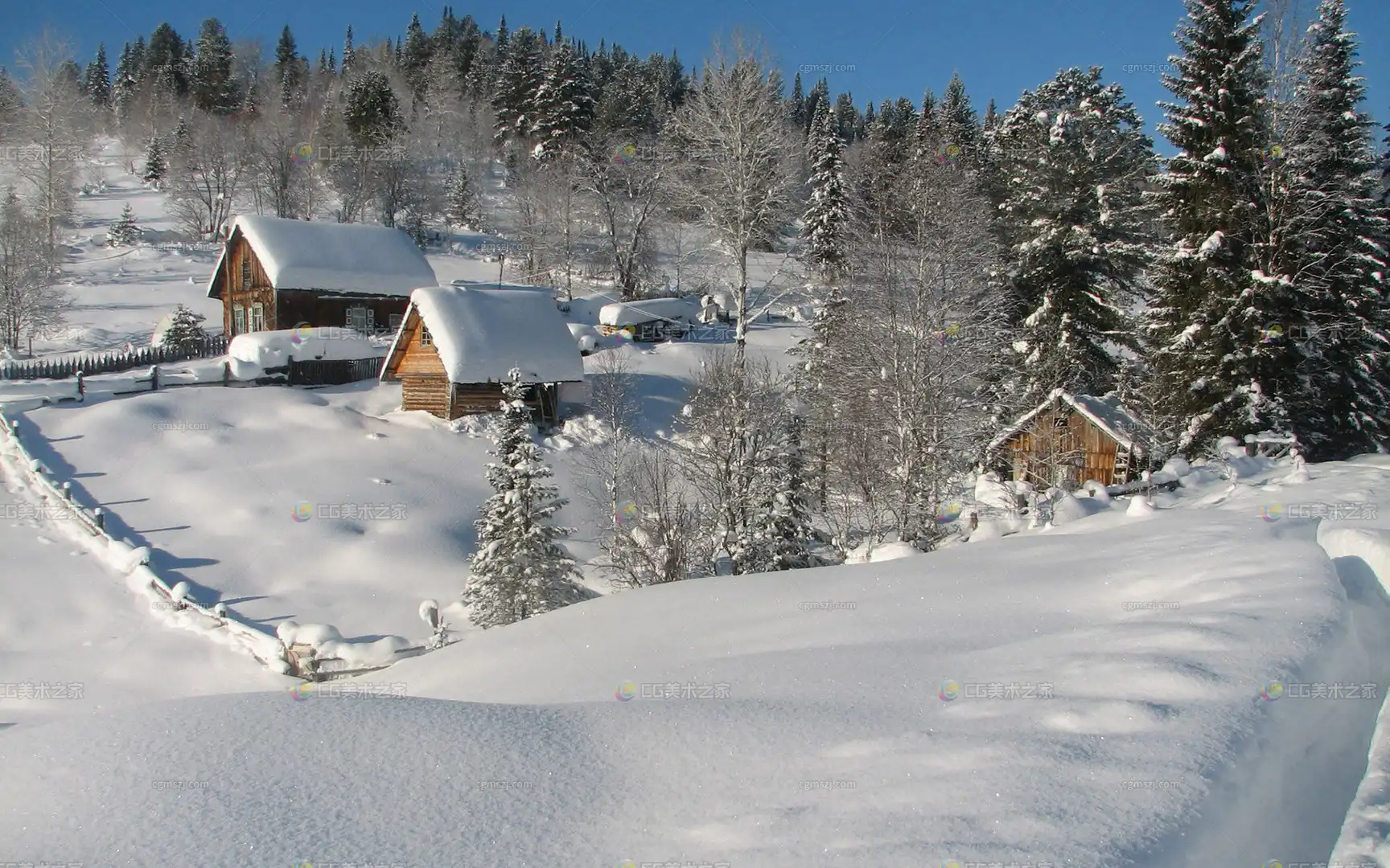 雪乡木屋群贴图