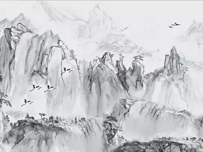 水墨山水纹理石材贴图