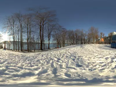 冬日晴朗湖泊雪景贴图