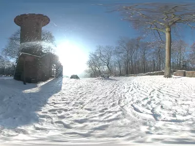 冬日雪景塔楼风景贴图